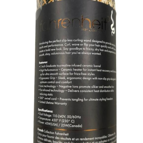 Fahrenheit White Snake Ceramic Clipless Curling Wand Hair Curler S1ca, £" - Picture 3 of 6